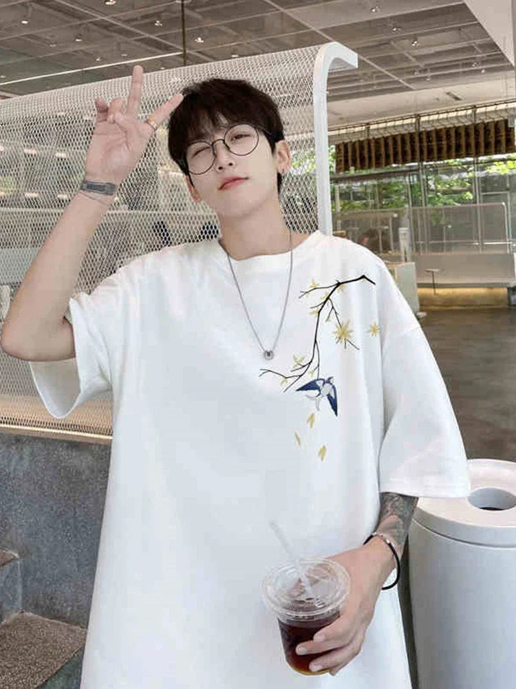Summer Men's Cotton Streetwear Oversized T-shirts Graphic Print Short Sleeve T Shirt 2025 New Hip Hop Fashion Y2K Tee Tops