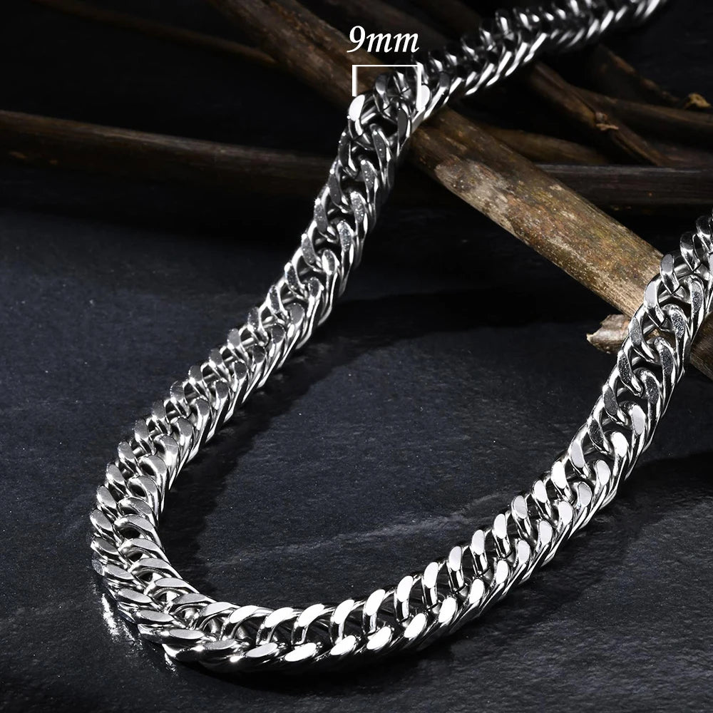 Vnox 3/5/7/9mm Thick Cuban Chain Necklaces for Men Women,Simple Miami Curb Links Collar,Waterproof Stainless Steel Unisex Chain