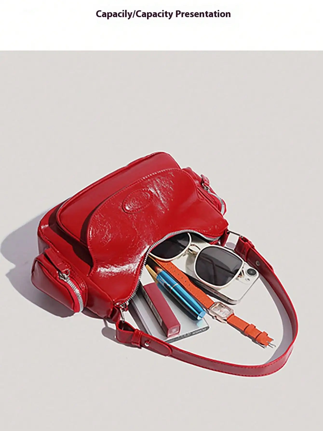 Y2K style motorcycle bagnew fashion personality crescent bag weet and cool hot girl shoulder bag