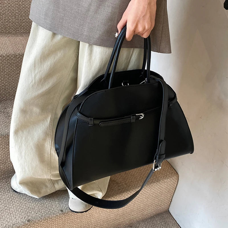 Brand Belt Design Handbag Vintage Brand Women's Large Capacity New Silver Metal Luxury Tote Soft Leather Shoulder Messenger Bag