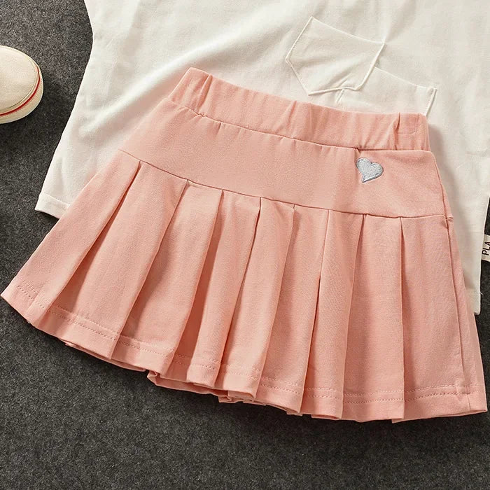 Girls' New All-Match Pleated Culottes Medium And Small Children'S Summer Skirt With Inner Safety Pants Student Uniform Skirts