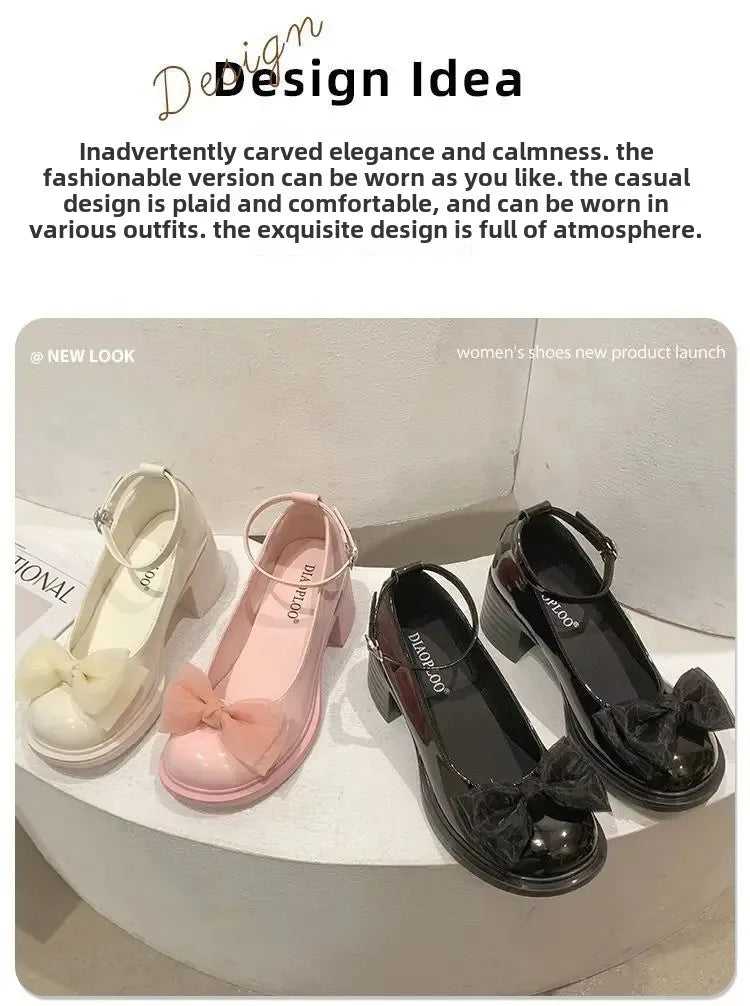 French Mary Jane Women's 2025 Spring Unique Gentle High Heels Versatile British Style Small Leather Shoes for Evening Wear