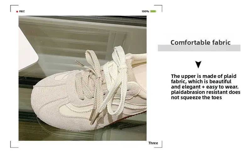 Women's Spring Summer Breathable Flat Casual Deqin Shoes Versatile Slip-On Flats Comfortable Polyurethane Outsole Striped Patter