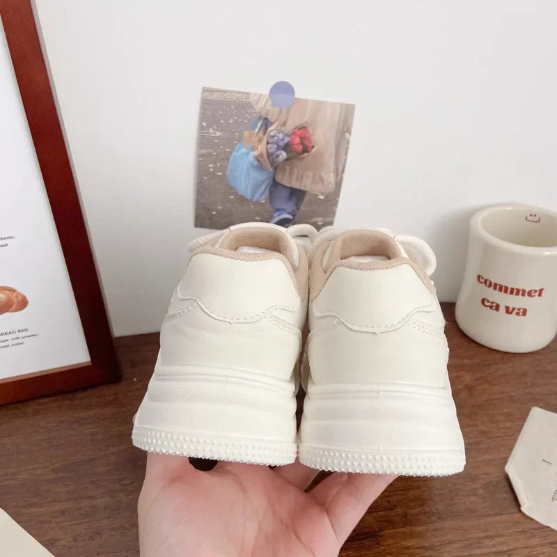 Pink Thick Bottom Skate Shoes Women's Versatile Spring New Chic Design Korean Style Breathable Sports Flat Shoes