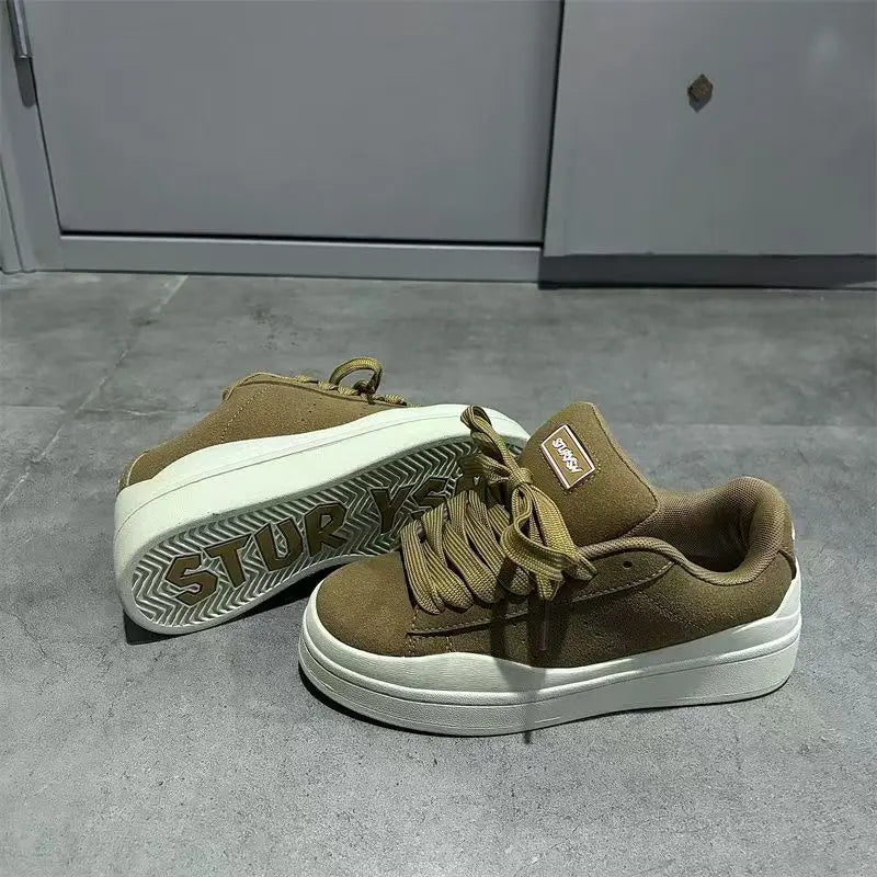 Spring 2005 Women's New High Quality Casual Sports Skateboard Shoes Ins Retro Student Thick Solemn Bread Shoes Soft Comfortable