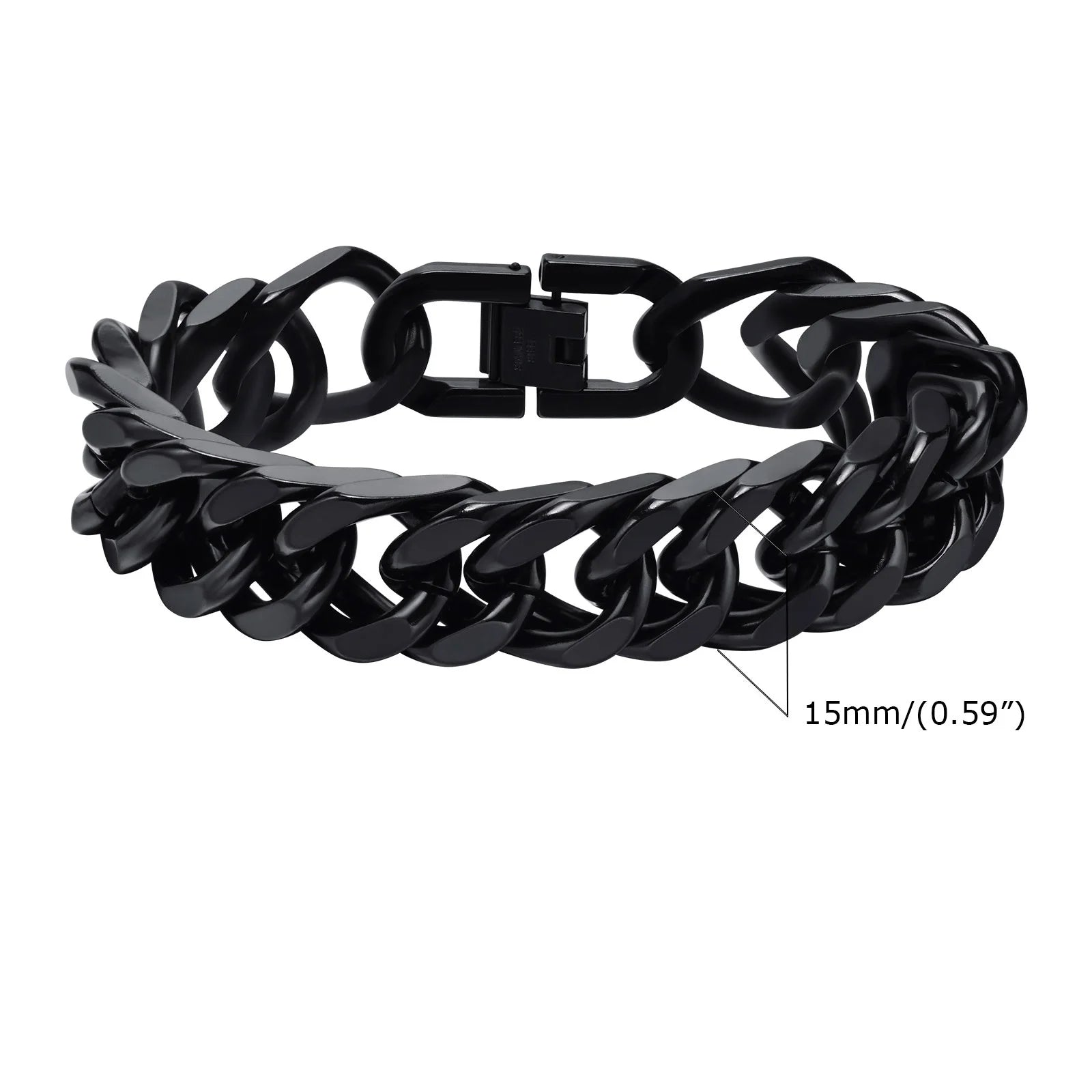 Stylish Double Curb Chain Bracelets for Men Boys,8/10/12/15mm Stainless Steel Miami Link Wristband,Punk Jewelry Gifts