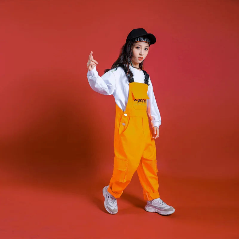 Fashion Cotton Hoddies Overall Children Ballroom Jazz Dancewear Dancing Clothes Street DanceWear Hip Hop Costumes for Girls Boys