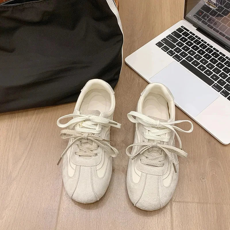 Women's Spring Summer Breathable Flat Casual Deqin Shoes Versatile Slip-On Flats Comfortable Polyurethane Outsole Striped Patter