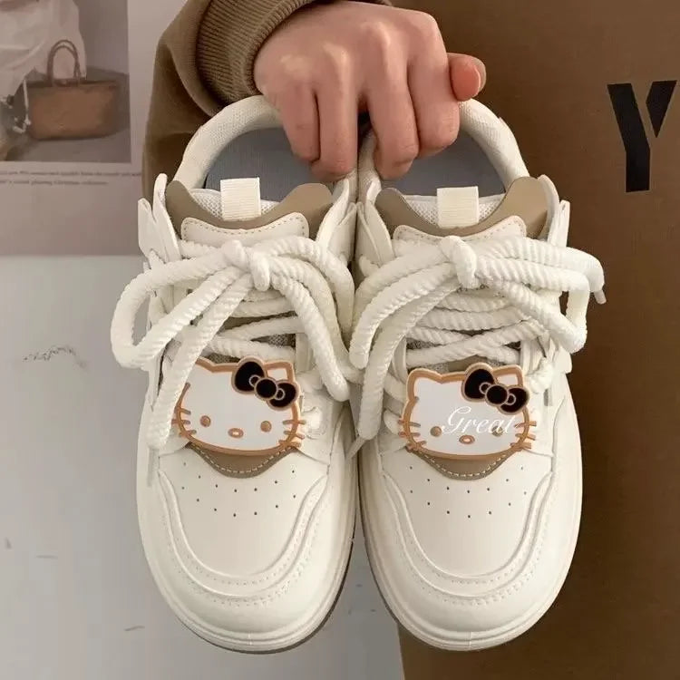 White Cake Star Board Shoes Women's Spring Autumn Thick Base Casual Sports Shoes 2024 New Korean Design Sensibility Niche