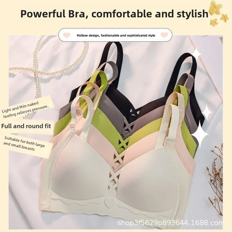 Comfortable Summer Thin Bra Women's Wireless Bandeau Top Supportive Gathered Uppermost Seamless Bra Prevents Sagging