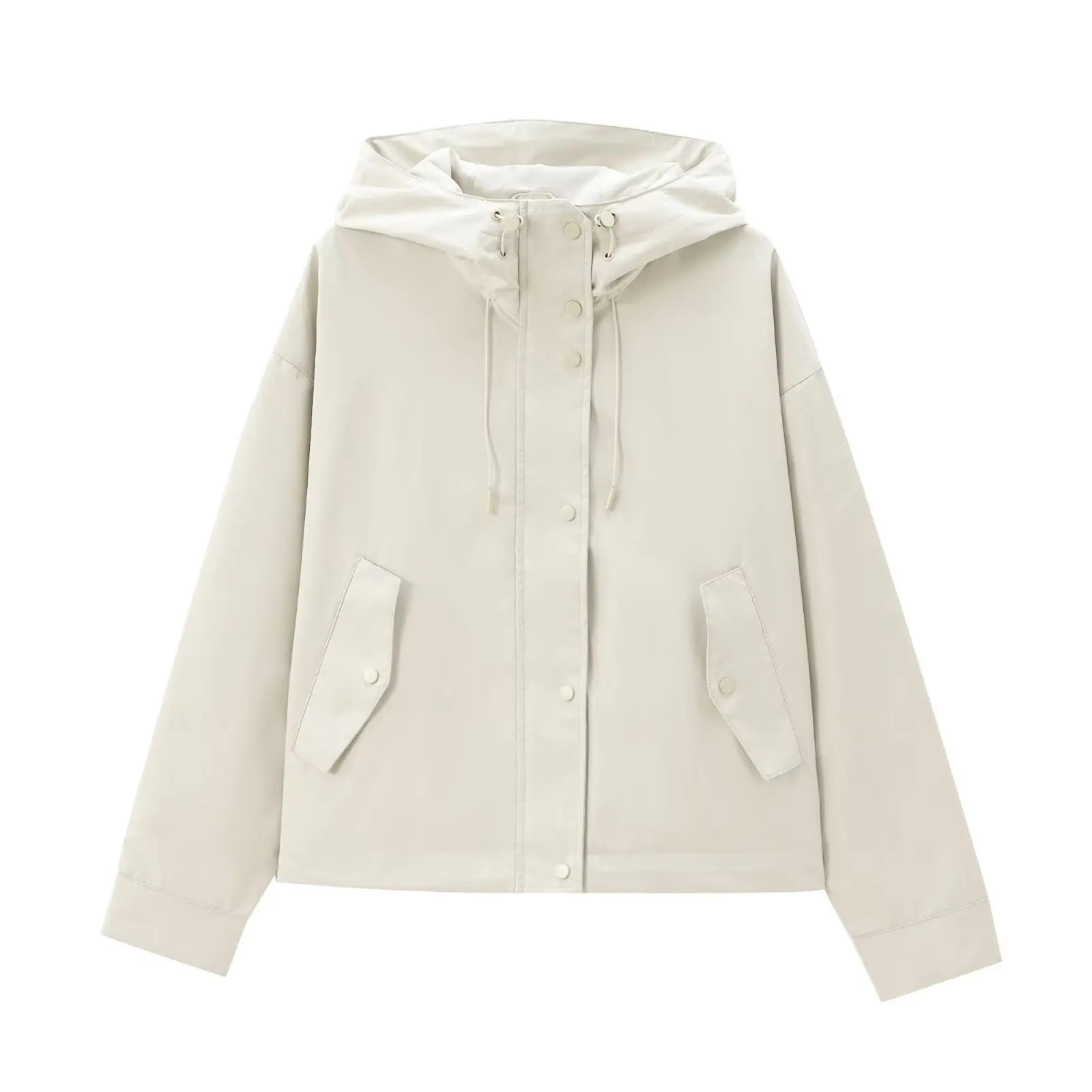 DUOPERI Women Fashion Spring Autumn Solid Jacket with Hat Long Sleeves Female Chic Lady Casual Outfits