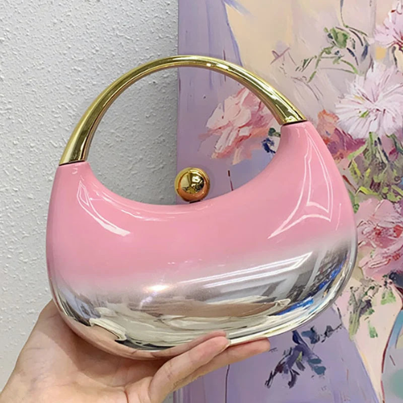 New Fashion Banquet Bag Acrylic Shell Bag Gradient Lipstick Change Handbag Box Bag