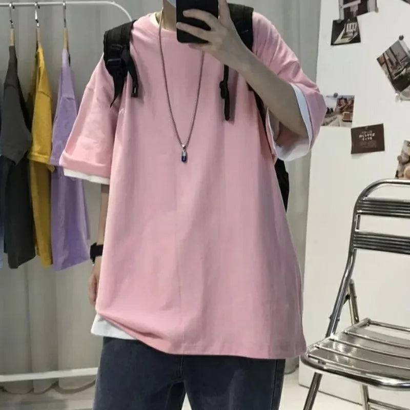 American Stylet Men's Short Sleeve T-shirt Insensitive Printing Design Sensibility Niche Oversize Half Sleeve Summer Top