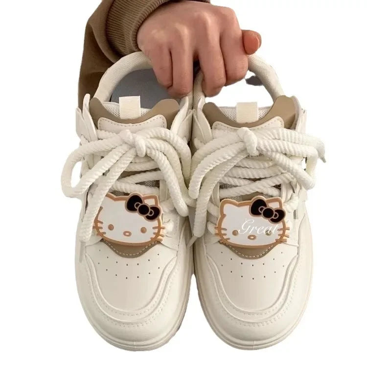 White Cake Star Board Shoes Women's Spring Autumn Thick Base Casual Sports Shoes 2024 New Korean Design Sensibility Niche