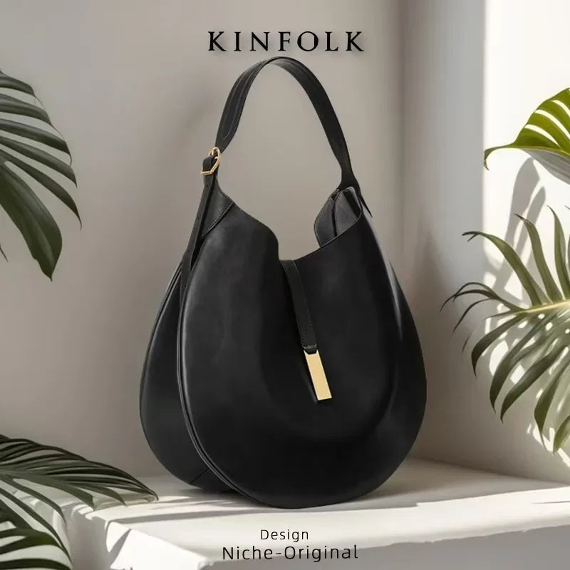 Trendy Cross-Border Women's Underarm Chamois Leather Ruffle Design Dumpling Bag Tote Bag Moon Shark Bag Handbag Chic Style