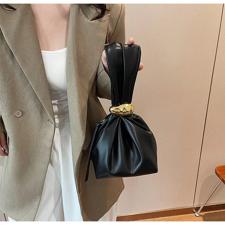 Design Mini PU Leahter Underarm Pleated cloud bag for Women 2024 Fashion Designer Female Retro Shoulder Bag Handbags and Purses