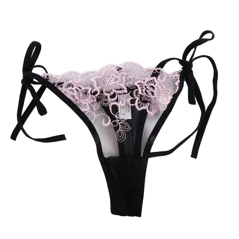 Ladies Sexy Embroidery Hollow Out Lingerie Transparent Underwear Panties Brief Panty