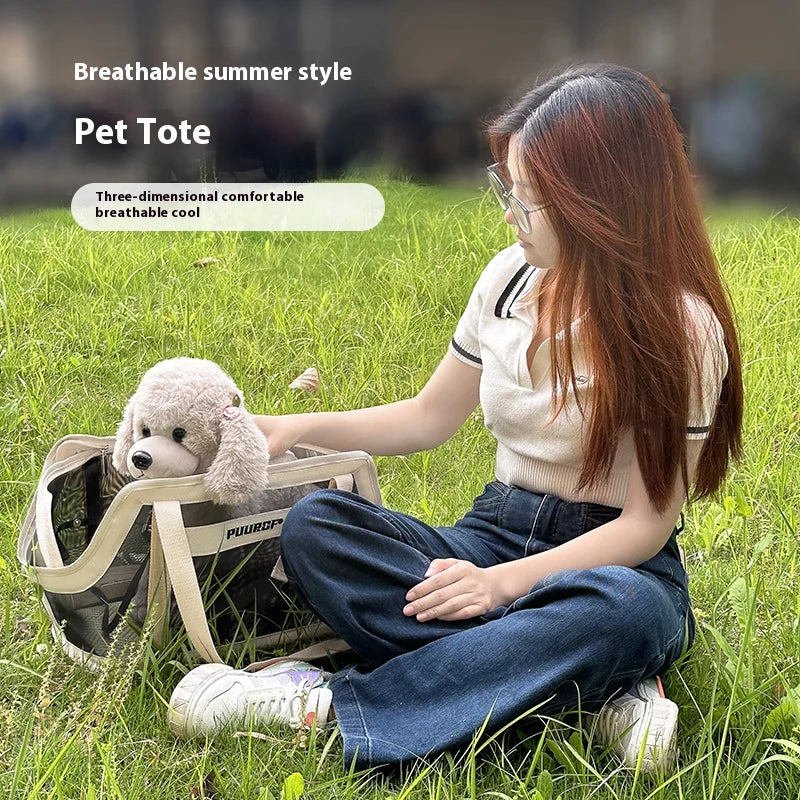 Summer breathable full-mesh fabric portable travel pet bag for going out