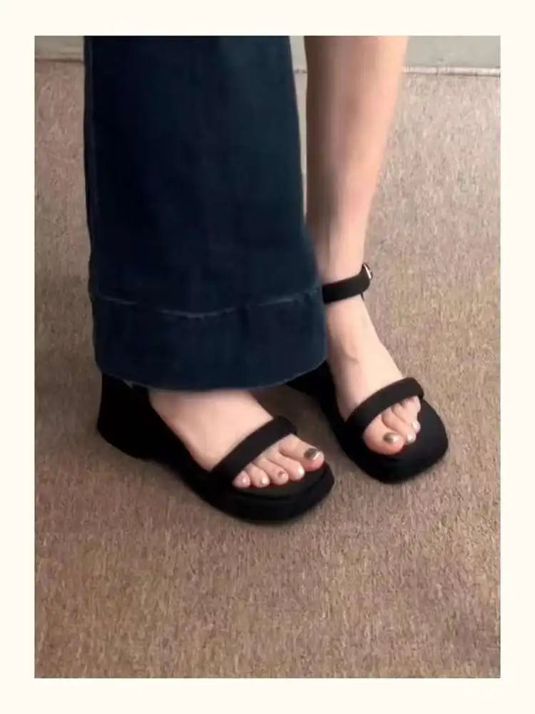 Bla Thi Heel Sandals Women's Summer 2025  Toe Roman Sle Fairy Wind One-Strap Slip-On oes Ultra-Fine Fiber