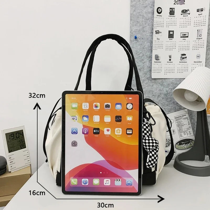 Personality Women Crossbody Bag Wholesale Large Capacity Couple Shoulder Bag New Casual Nylon Tote Bag Luxury Drawstring Handbag