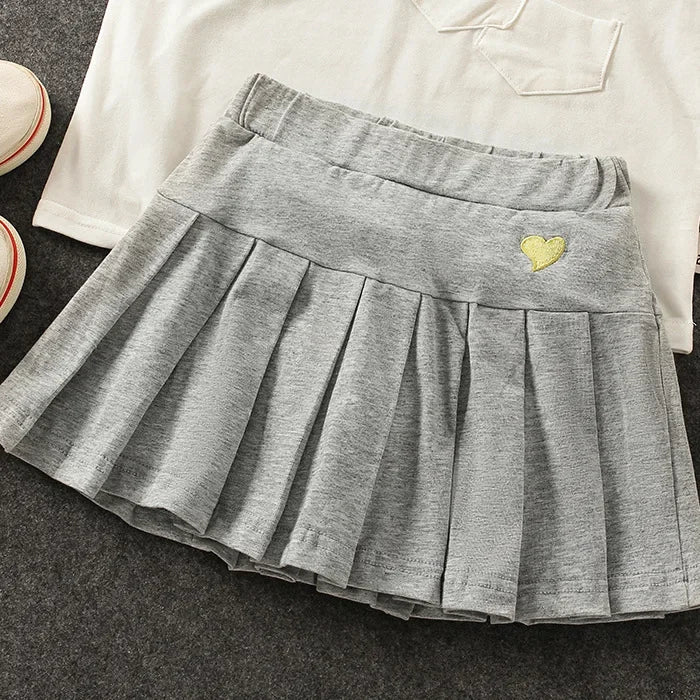 Girls' New All-Match Pleated Culottes Medium And Small Children'S Summer Skirt With Inner Safety Pants Student Uniform Skirts