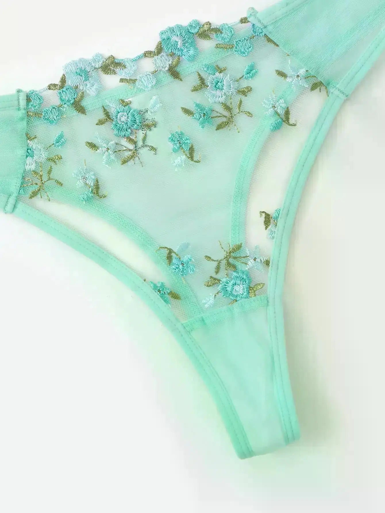 Transperant Lingerie Set Women Mesh Net Sexi Lenceria Sensual Mujer Bra Sets Embroidery Floral Underwired