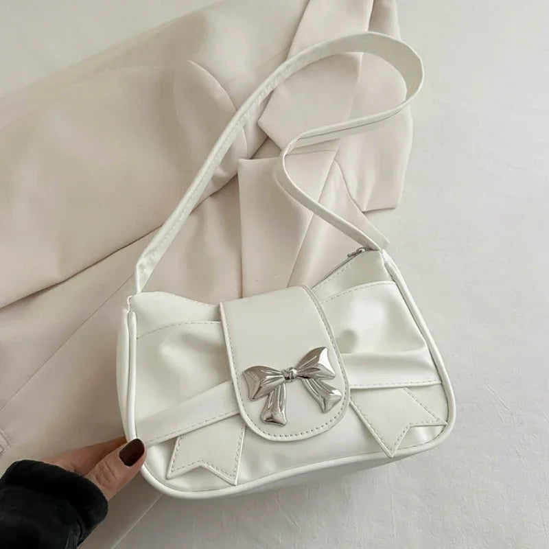 PU Leather Trendy Bow Shoulder Bag Handbag Casual Underarm Bag Daily Commuting Bags Lady Banquet Bag Business Women's Bags