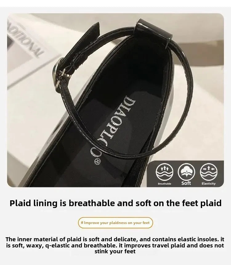 French Mary Jane Women's 2025 Spring Unique Gentle High Heels Versatile British Style Small Leather Shoes for Evening Wear