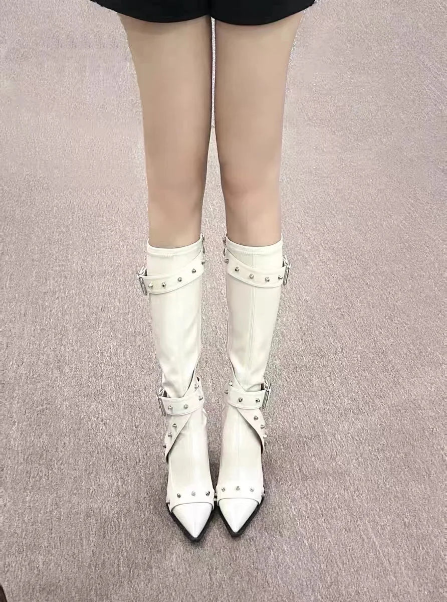 New Style Thin High Heel Women Boots 2024 Pointed Toe Women's High Tube Thinner-looked High Heel Long Boots Zip Boots Mujer