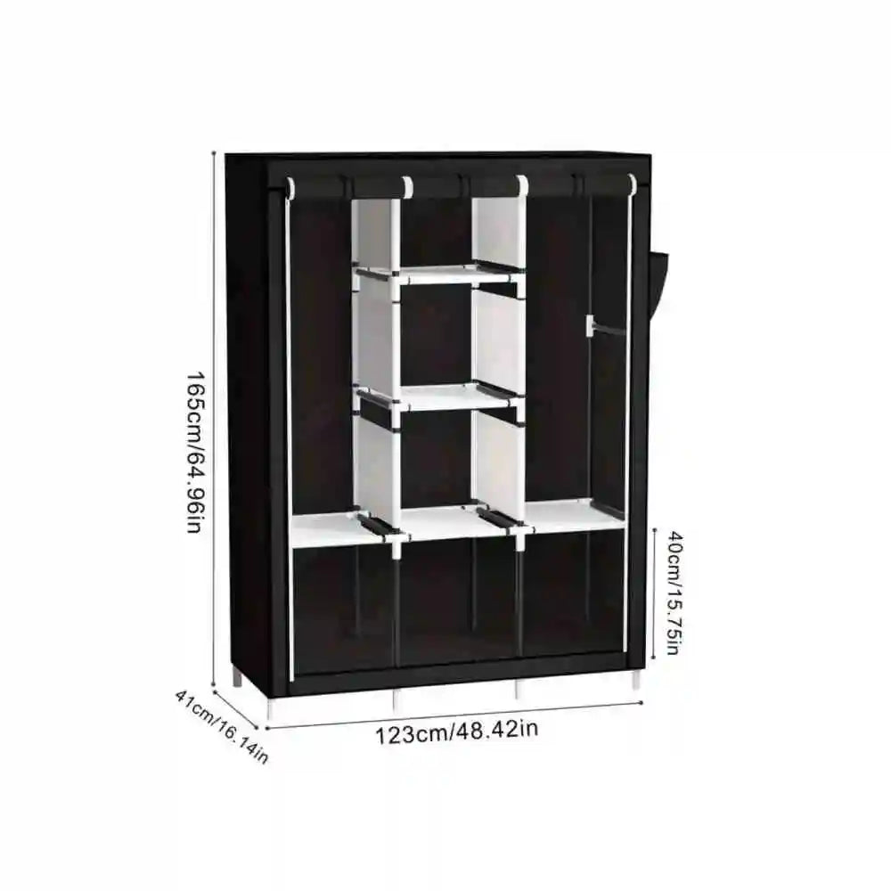 Portable Triple Closet with Fabric Cover, Large Freestanding Clothes Organizer for Bedroom and Living Room