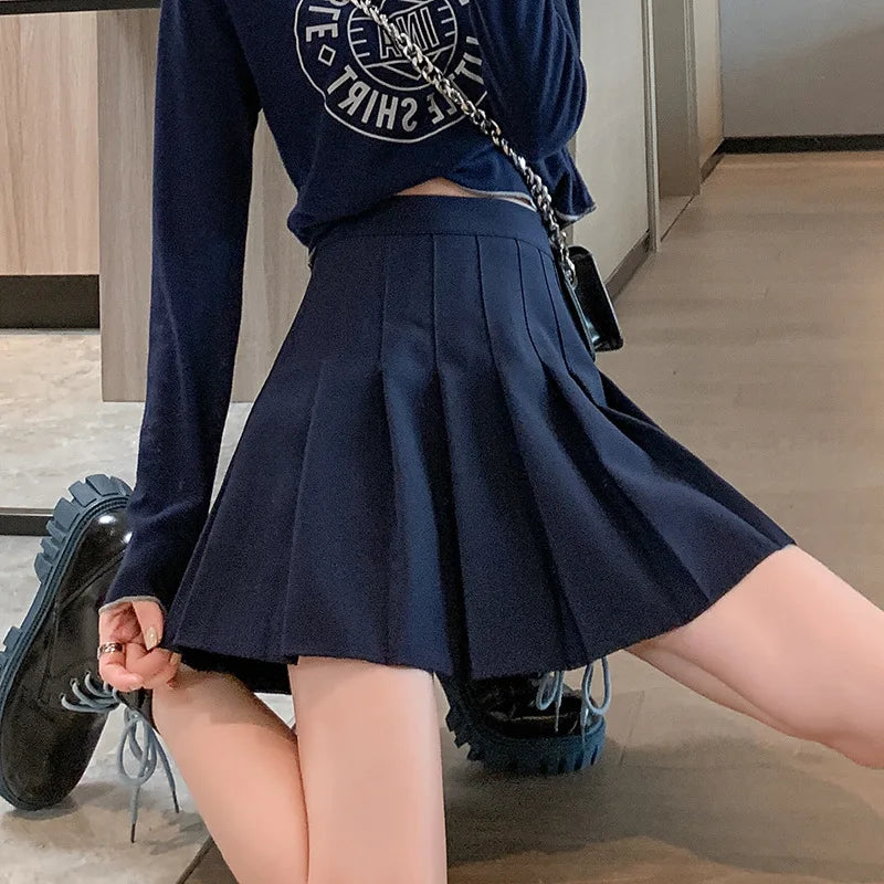 White Women Pleated Skirts Summer High Waist Zipper Girls Dancing JK Mini Skirts Black Fashion Student A Line Faldas 2024