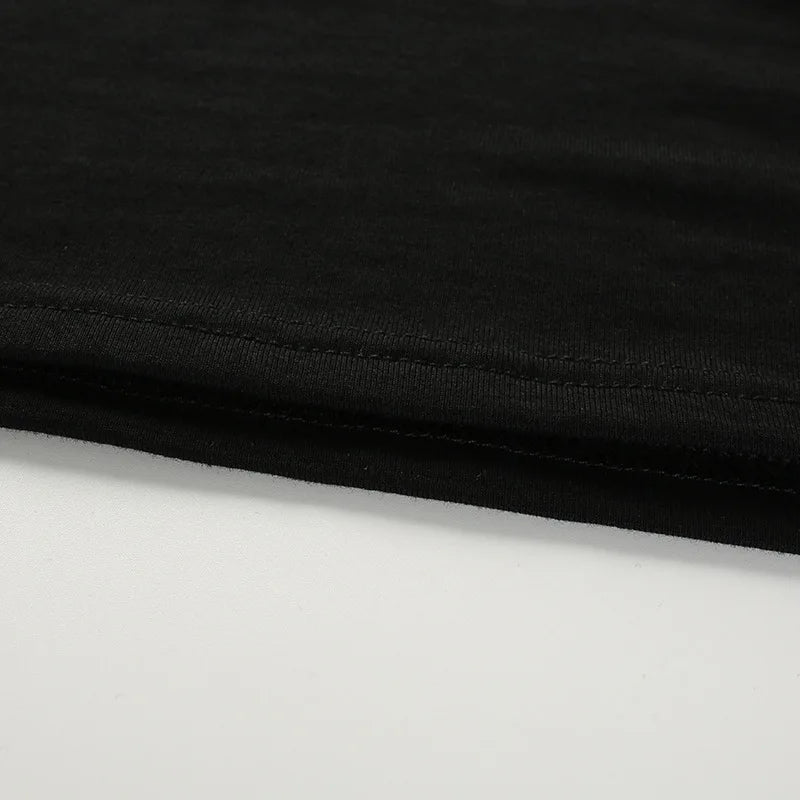 2025 Summer Women Black Short T-Shirts Sexy Crop Tops Short Sleeve Bandage Tee Tops Female Shirts