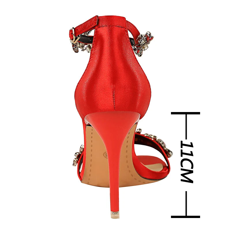 BIGTREE Shoes Open Toe Rhinestones Sandals Women 2025 New Designer Sexy High Heels Sandals Female Shoes Summer Heeled Sandals