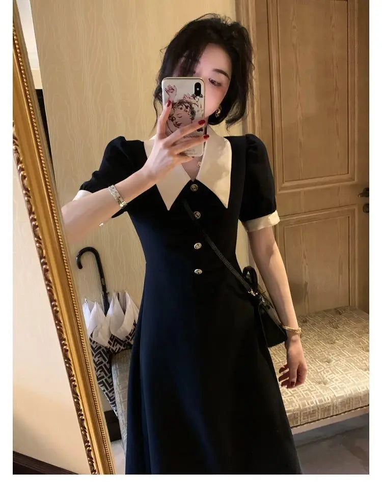 Women's Dresses Midi Loose Elegant Fashion Bag Hip Party Korean Summer Light Dress Wrap Tunics Casual Aesthetic Vintage Robe