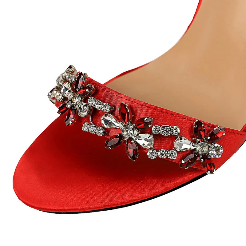 BIGTREE Shoes Open Toe Rhinestones Sandals Women 2025 New Designer Sexy High Heels Sandals Female Shoes Summer Heeled Sandals