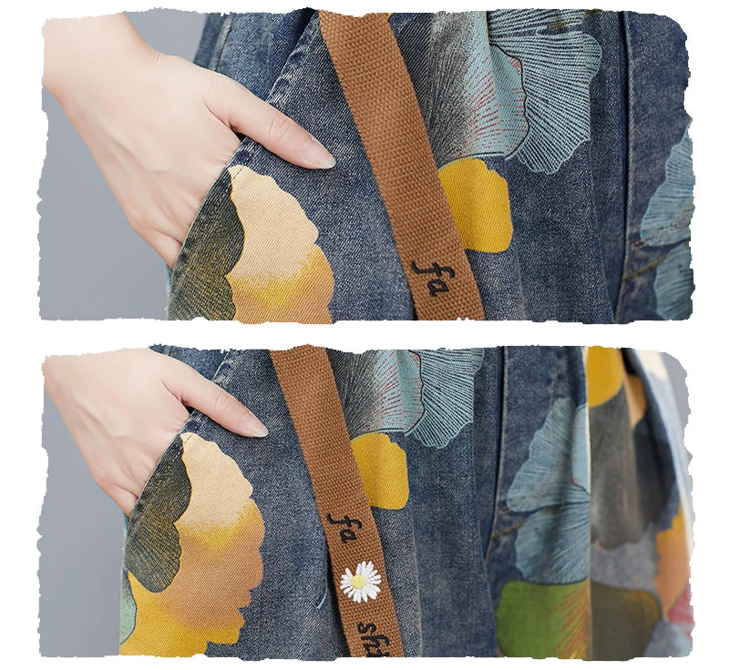 Oversized Jean Shorts Denim for Women Knee Length Jeans High Waisted Summer Korean Woman Ladies Womens Wide Leg Short Jean Femme