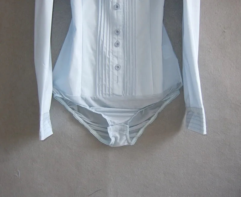 Elegant Bodysuits Female Fashion 2024 Long Sleeve Body Shirts Women Formal Office Lady White Blouses Work Rompers Clothes Outfit