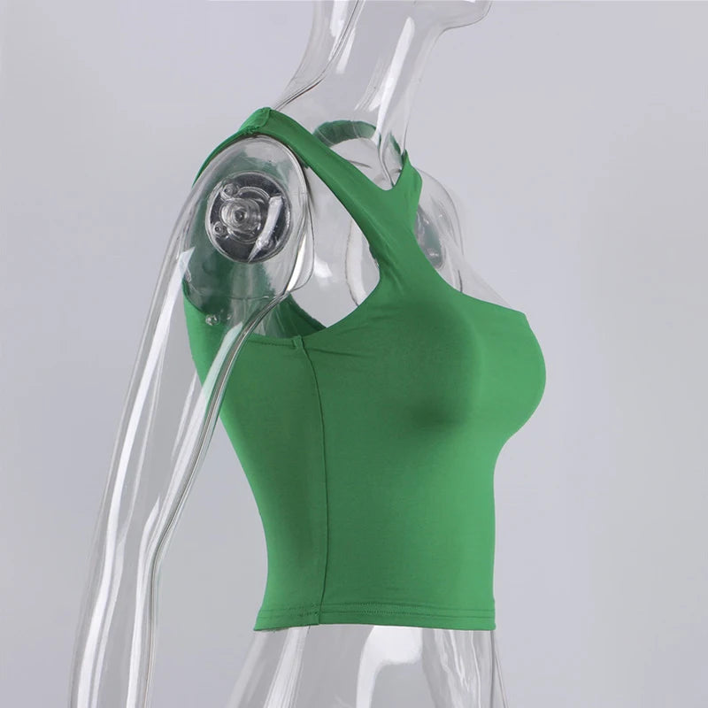 Cut Out Sexy Crop Off Shoulder Solid 2025 Skinny Sport Short Tops Women Tank Irregular Summer Tube Tops