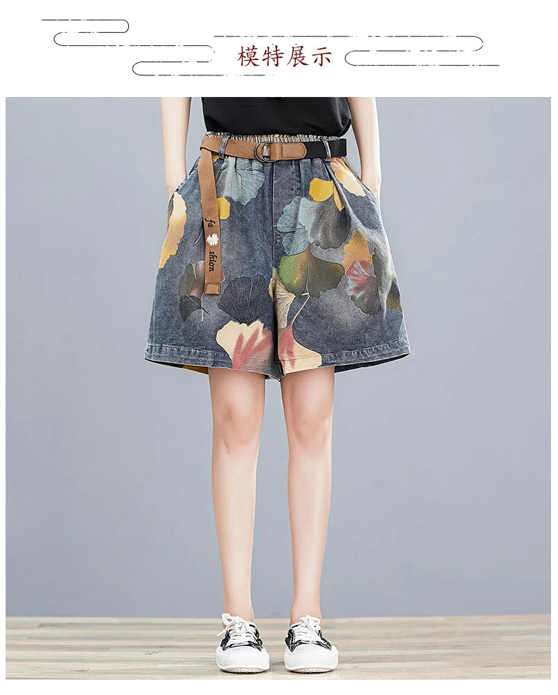 Oversized Jean Shorts Denim for Women Knee Length Jeans High Waisted Summer Korean Woman Ladies Womens Wide Leg Short Jean Femme