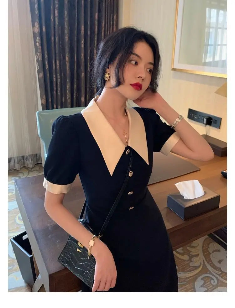 Women's Dresses Midi Loose Elegant Fashion Bag Hip Party Korean Summer Light Dress Wrap Tunics Casual Aesthetic Vintage Robe