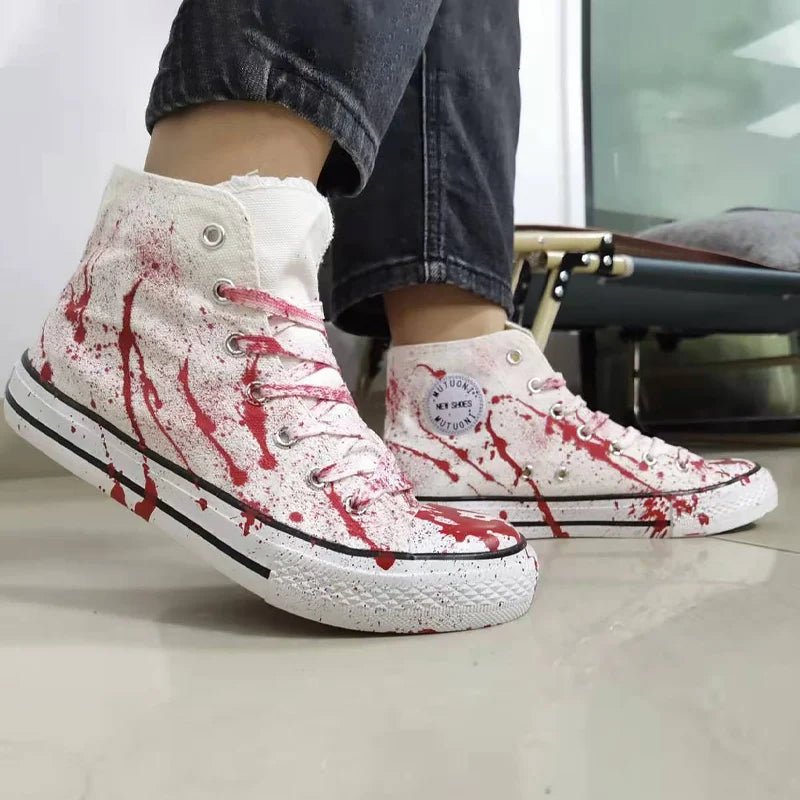 New streetwear denim sneakers men's fashion tied up runway shoes male canvas sneakers hip-hop shoes large size 47 48 boy trainer