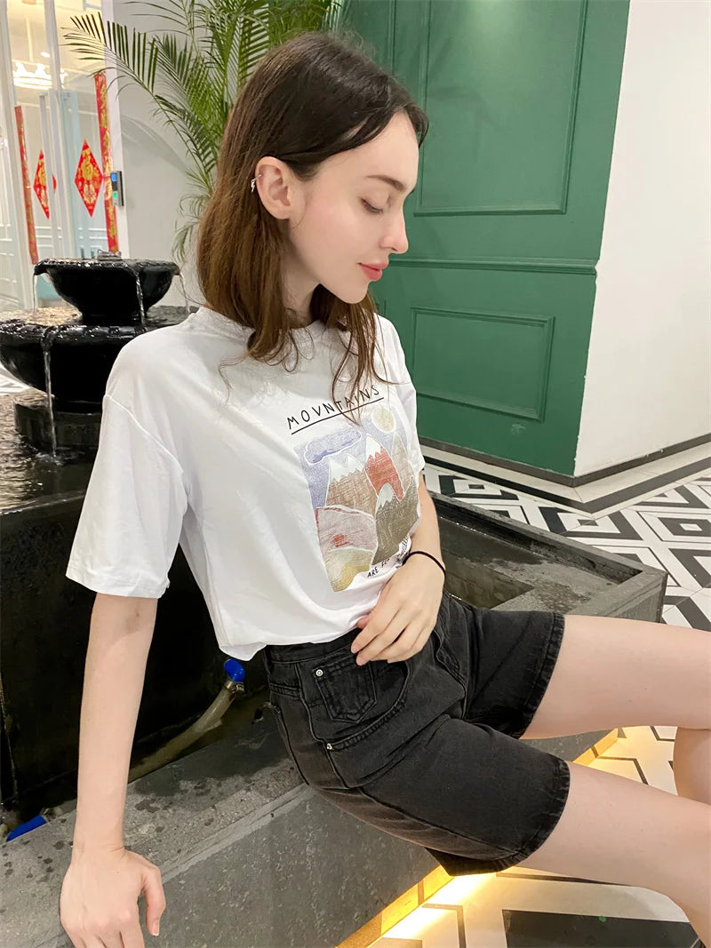 2025 Summer Women's High Waist Denim Shorts Casual Loose Ladies Plus Size Streetwear Fashion Button Wide Leg Short Jeans Female