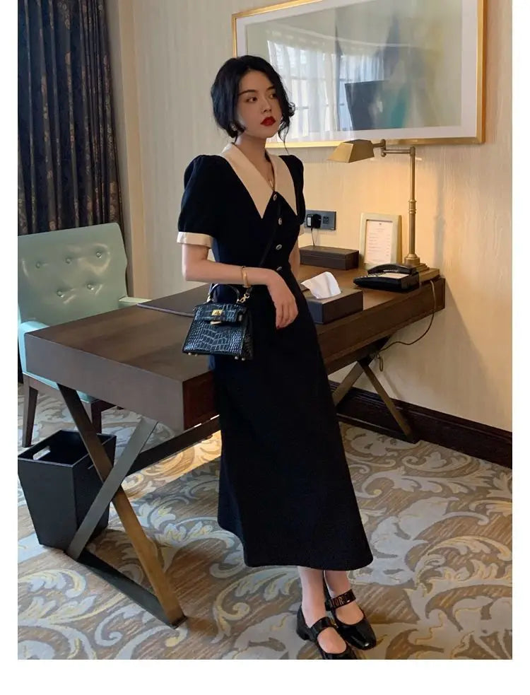 Women's Dresses Midi Loose Elegant Fashion Bag Hip Party Korean Summer Light Dress Wrap Tunics Casual Aesthetic Vintage Robe