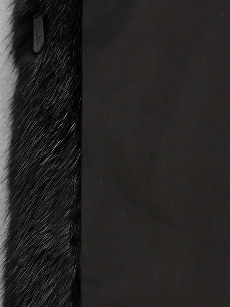 Lautaro Winter Luxury Long Black Faux Mink Fur Coat Women with Hood Long Sleeve Elegant Thick Warm Fluffy Furry Jacket 6xl 7xl