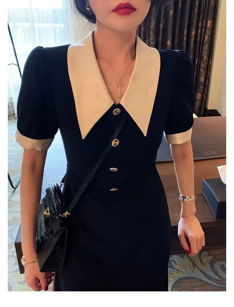 Women's Dresses Midi Loose Elegant Fashion Bag Hip Party Korean Summer Light Dress Wrap Tunics Casual Aesthetic Vintage Robe