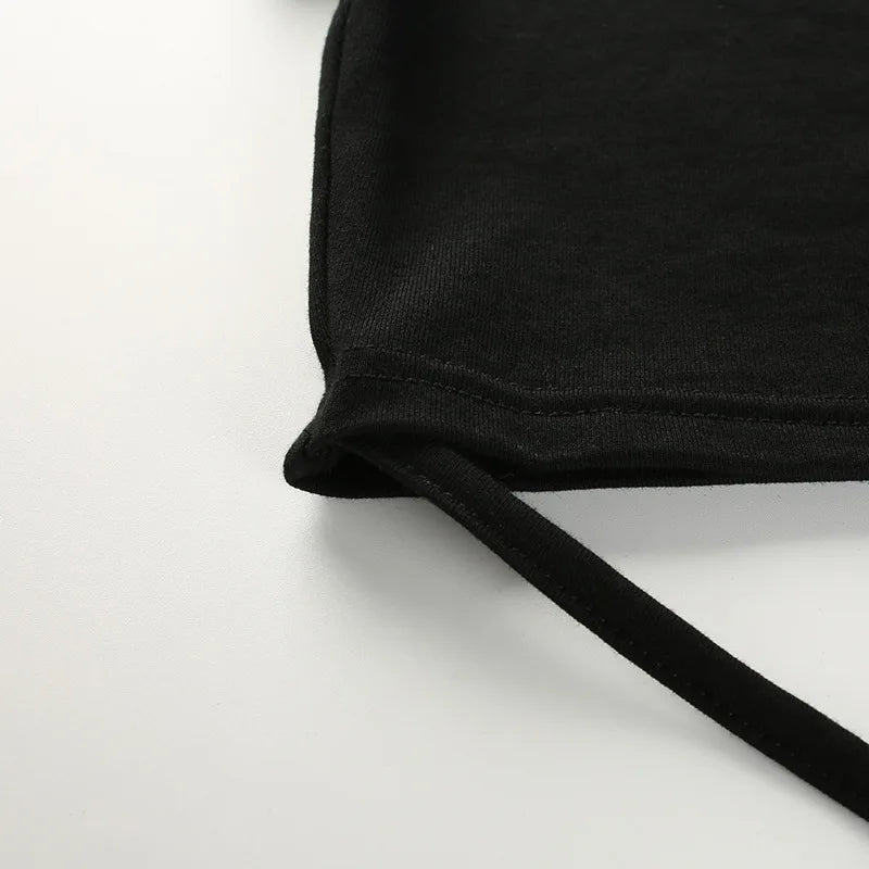 2025 Summer Women Black Short T-Shirts Sexy Crop Tops Short Sleeve Bandage Tee Tops Female Shirts