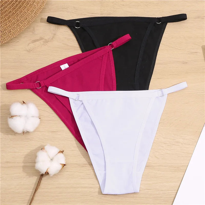 FINETOO 3Pcs/set Cotton Briefs Panties Women Sexy Low Waist Underwear M-2XL Ladies Cotton Underpants Soft Feamle Lingerie 2024