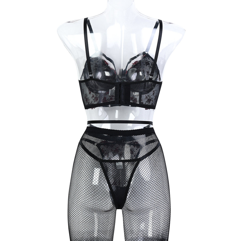 CHILLGIO Women Lingeries Sexy Hot Embroidery Bra Set Chic and Elegant Women's Ethical Underwear Bodycon Bras Panty Stockings Set