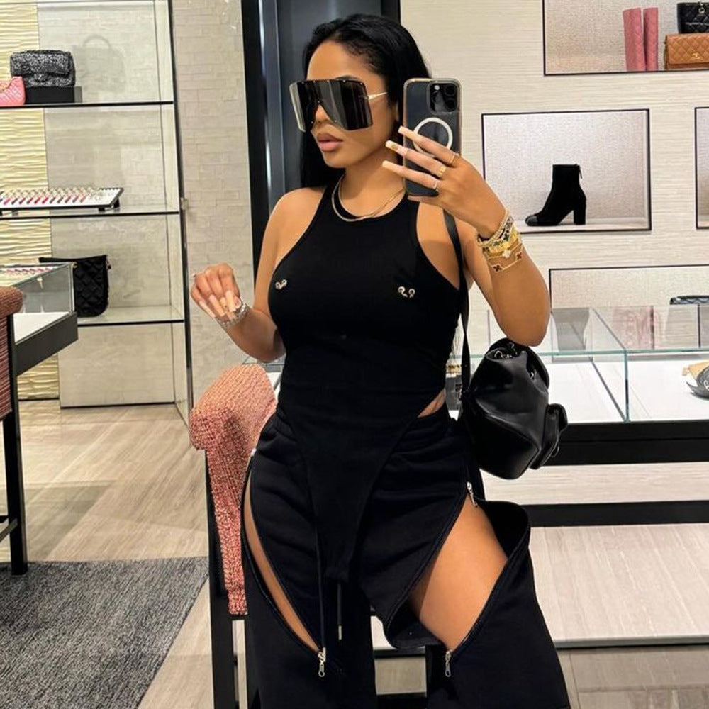 Gtpdpllt Crew Neck Sleeveless Bodysuits White Summer Tank Tops Woman Y2K Clothing Fashion Streetwear Outfits Rompers