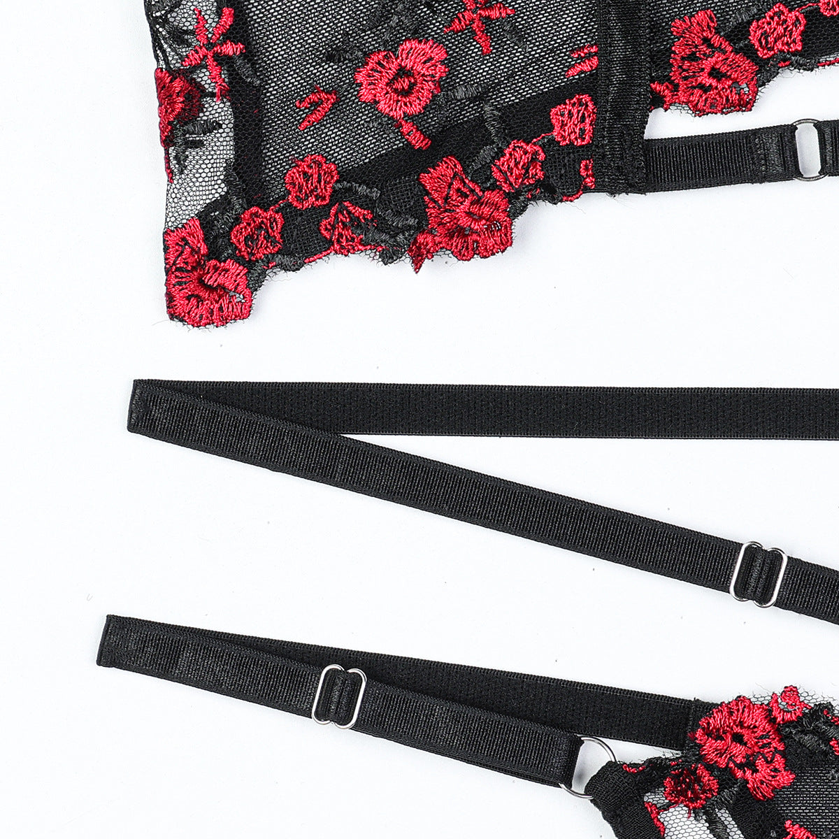 CHILLGIO Women Lingeries Sexy Hot Embroidery Bra Set Chic and Elegant Women's Ethical Underwear Bodycon Bras Panty Stockings Set